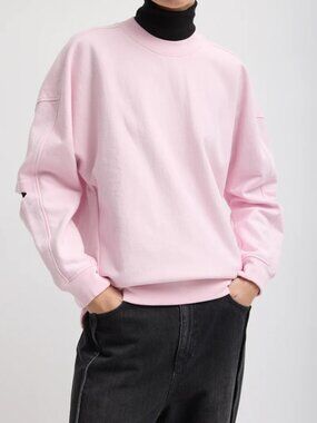 Tibi Cocoon Crewneck Light Pink Cotton Sweatshirt Size S MSRP $295